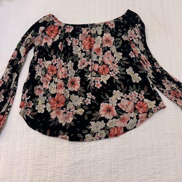 🌸 Billabong Off the Shoulder Long Sleeve Floral Print Blouse - Medium - Picture 11 of 11